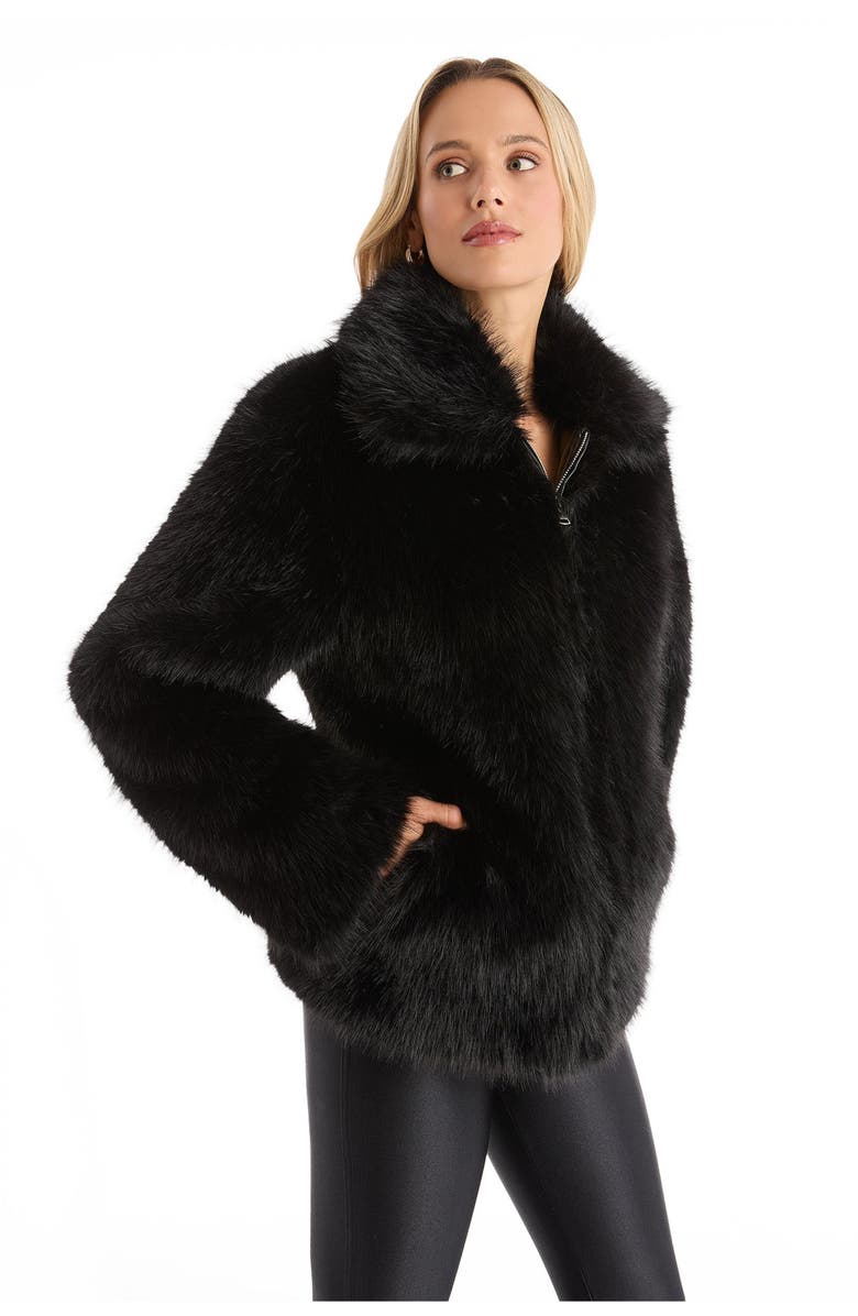 The Noli Shop Dani Faux Fur Coat, Alternate, color, Black