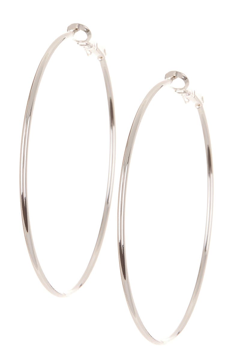 NORDSTROM RACK Classic 50mm Hoop Earrings, Main, color, Rhodium