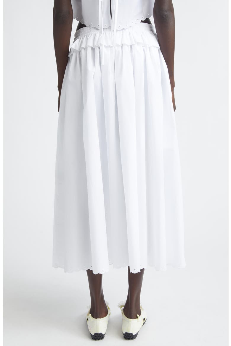 Dalia Scalloped Broderie Anglaise Trim Poplin Midi Skirt, Alternate, color, WHITE