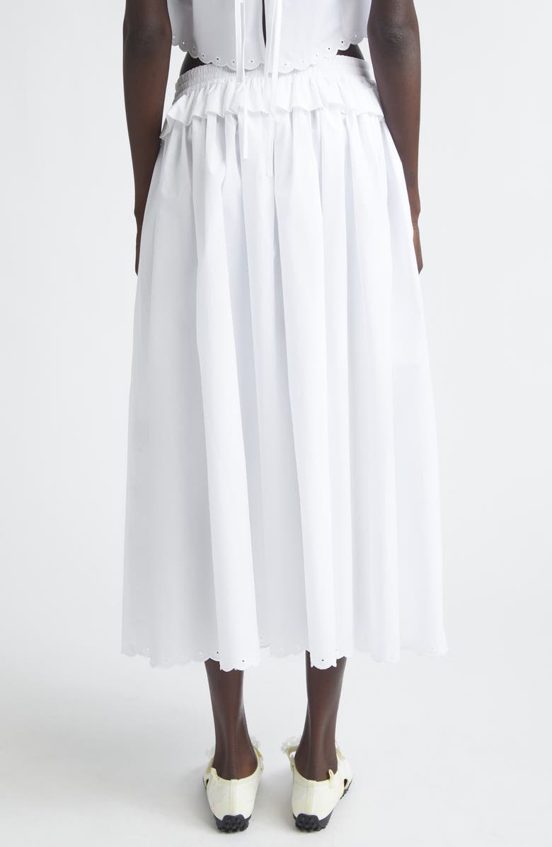 Cecilie Bahnsen Dalia Scalloped Broderie Anglaise Trim Poplin Midi Skirt, Alternate, color, White