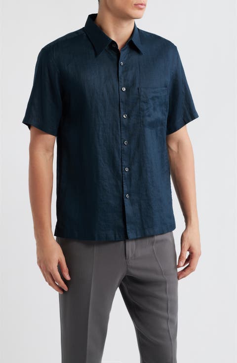 Irving Solid Short Sleeve Linen Button-Up Shirt