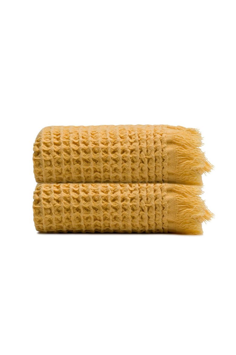 Waffle Turkish Cotton Kitchen & Guest Towel - Set of 2, Main, color, Yellow