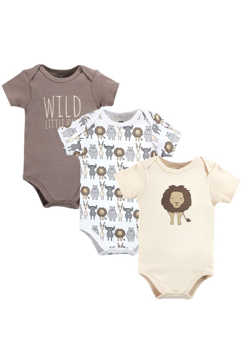 Cotton 3-Piece Bodysuit Bundle, Main, color, Safari Lion