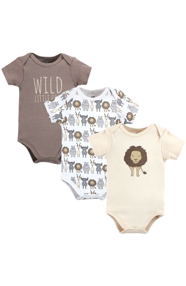 Hudson Baby Cotton 3-Piece Bodysuit Bundle, Main, color, Safari Lion