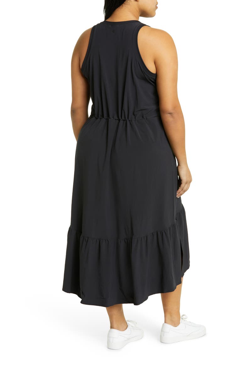 Pursuit Tiered Midi Dress, Alternate, color, BLACK