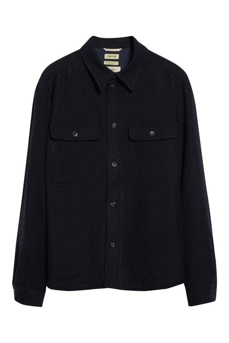 Yak Hair & Virgin Wool Overshirt, Alternate, color, NAVY