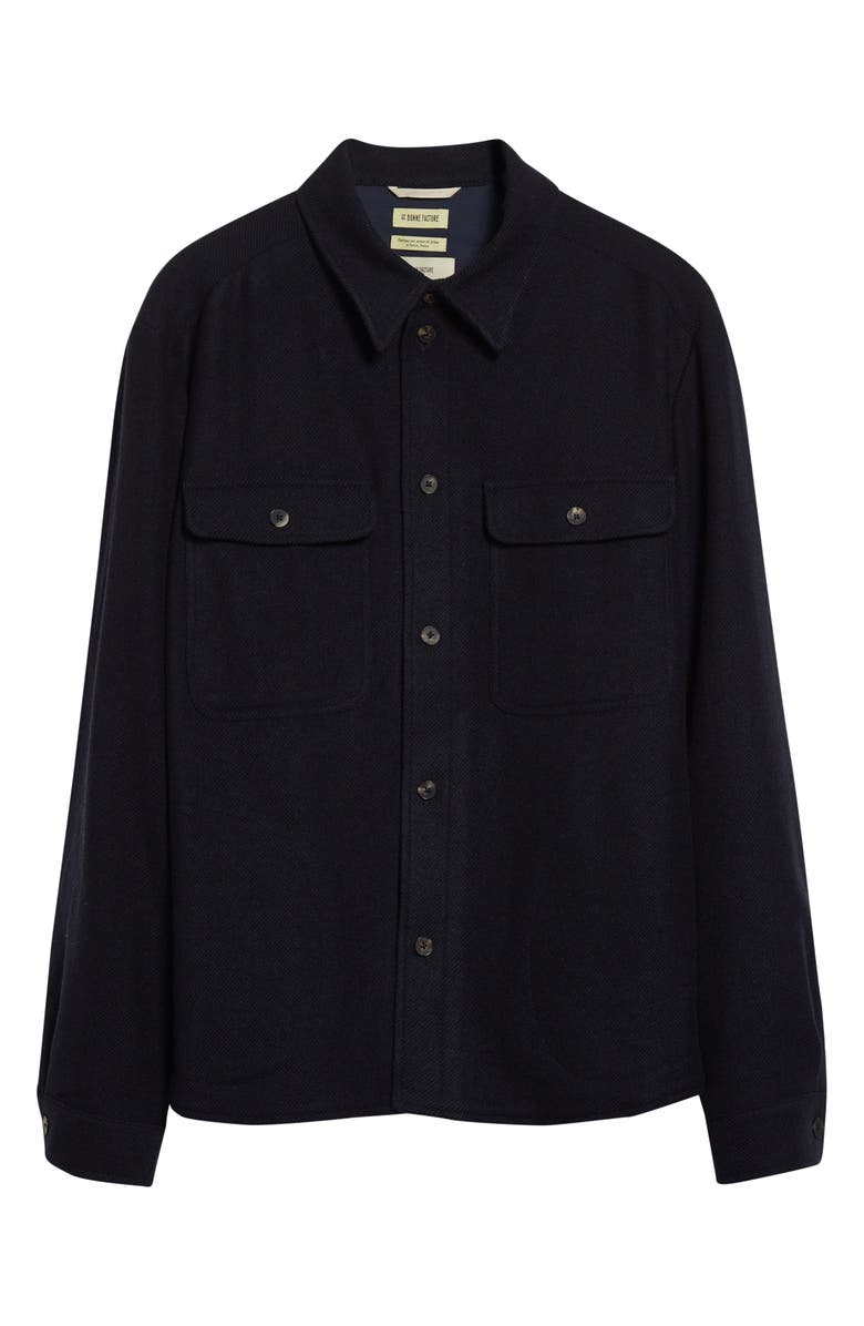 De Bonne Facture Yak Hair & Virgin Wool Overshirt, Alternate, color, Navy
