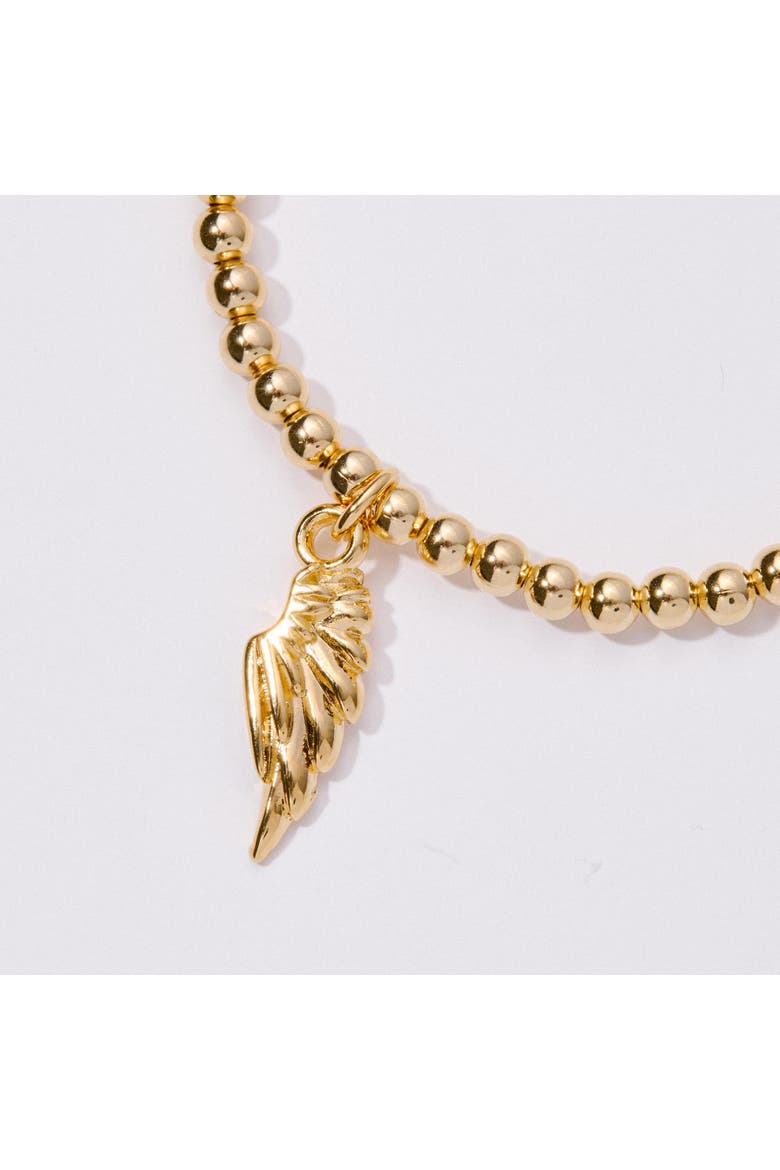 Angel Wing Stretch Beaded Bracelet, Main, color, Gold