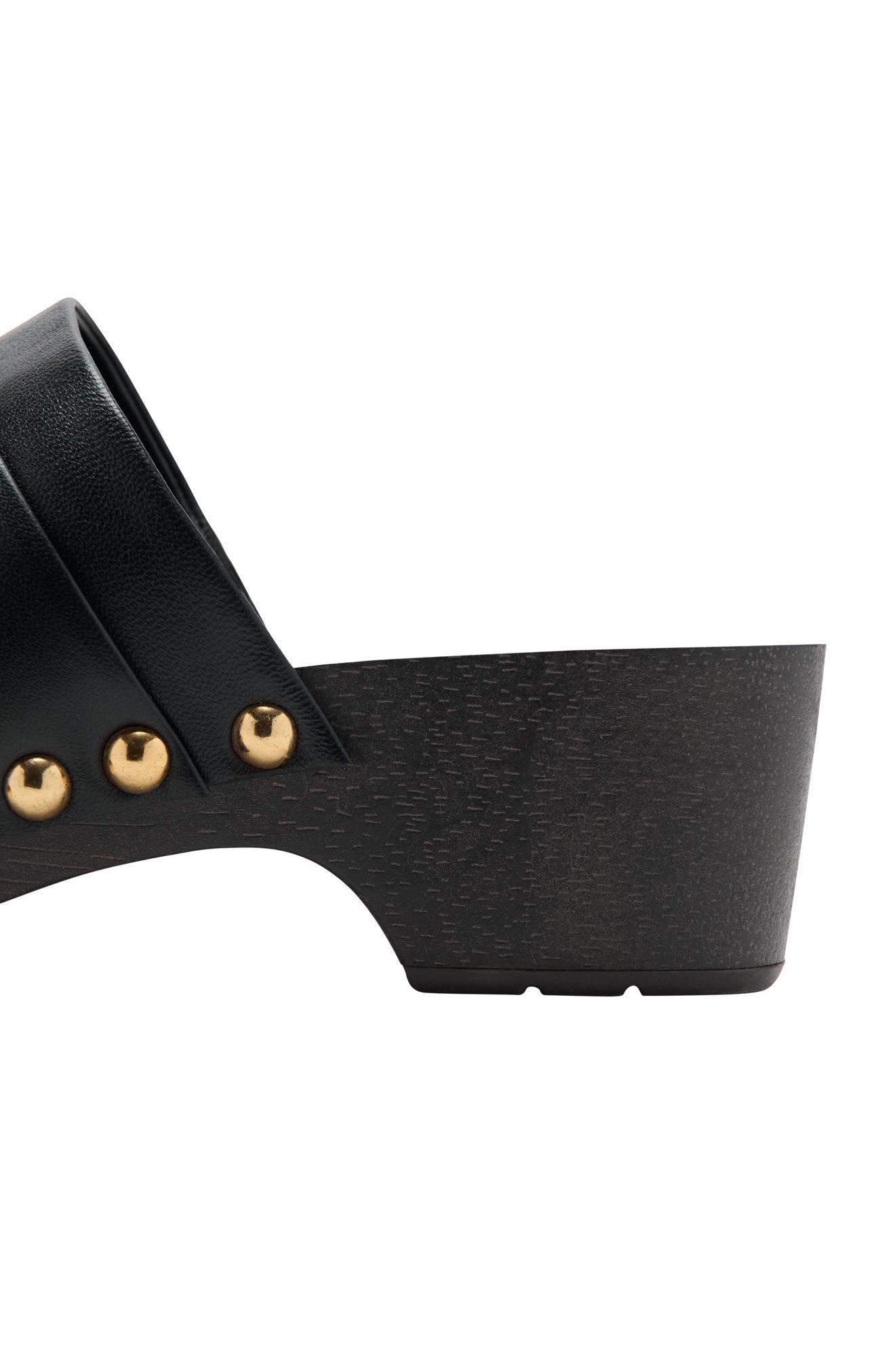 Studded Leather Clog, Alternate, color, BLACK
