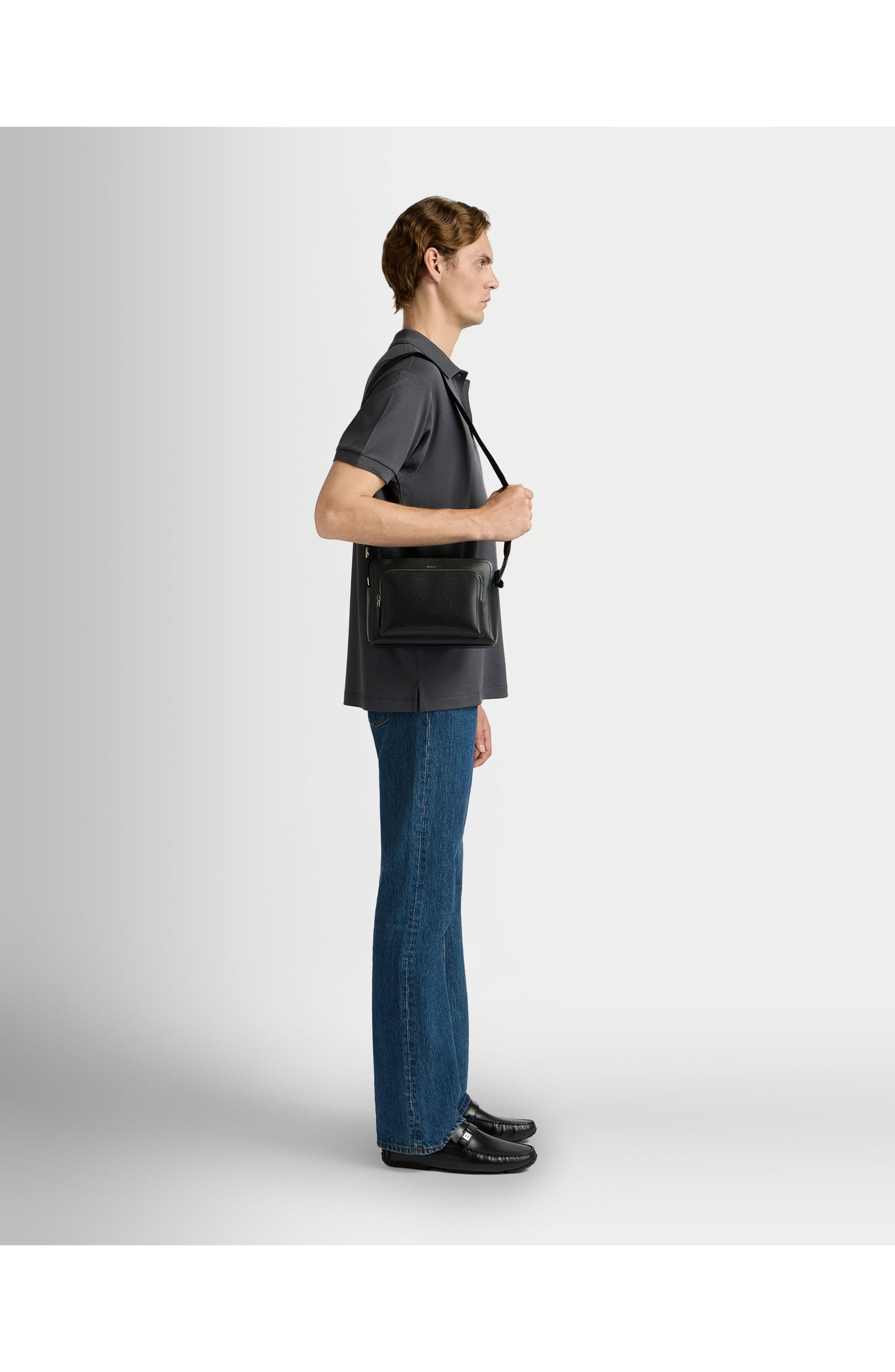 Bally Capitol Crossbody Bag in Leather, Alternate, color, Black+Palladio