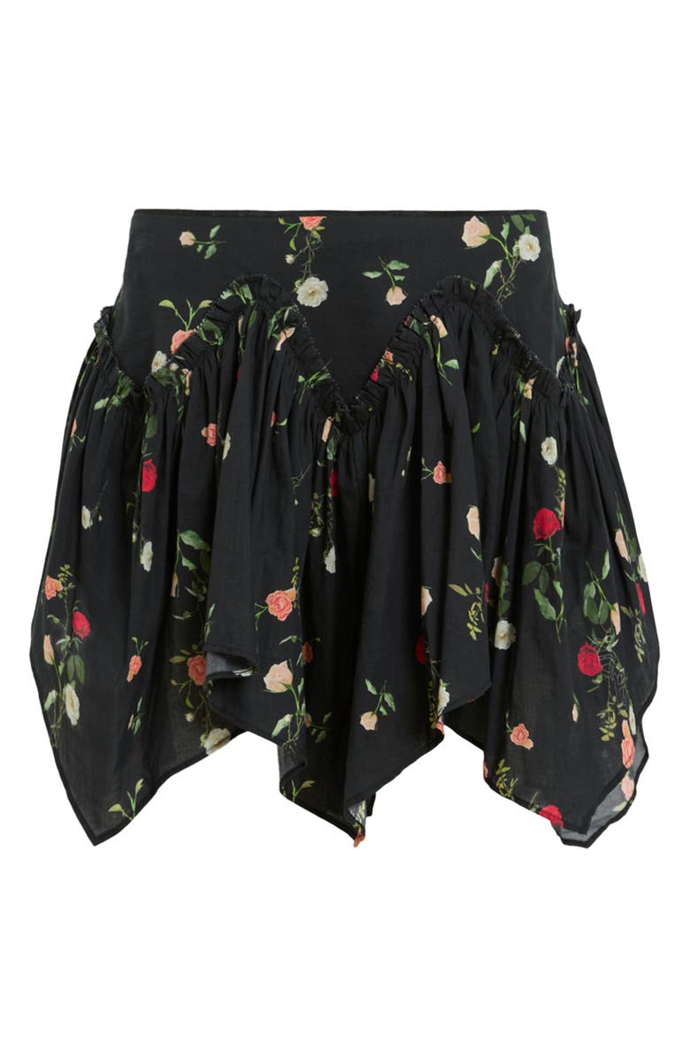 AllSaints Delilah Floral Cotton Asymmetric Miniskirt, Alternate, color, Briar Black