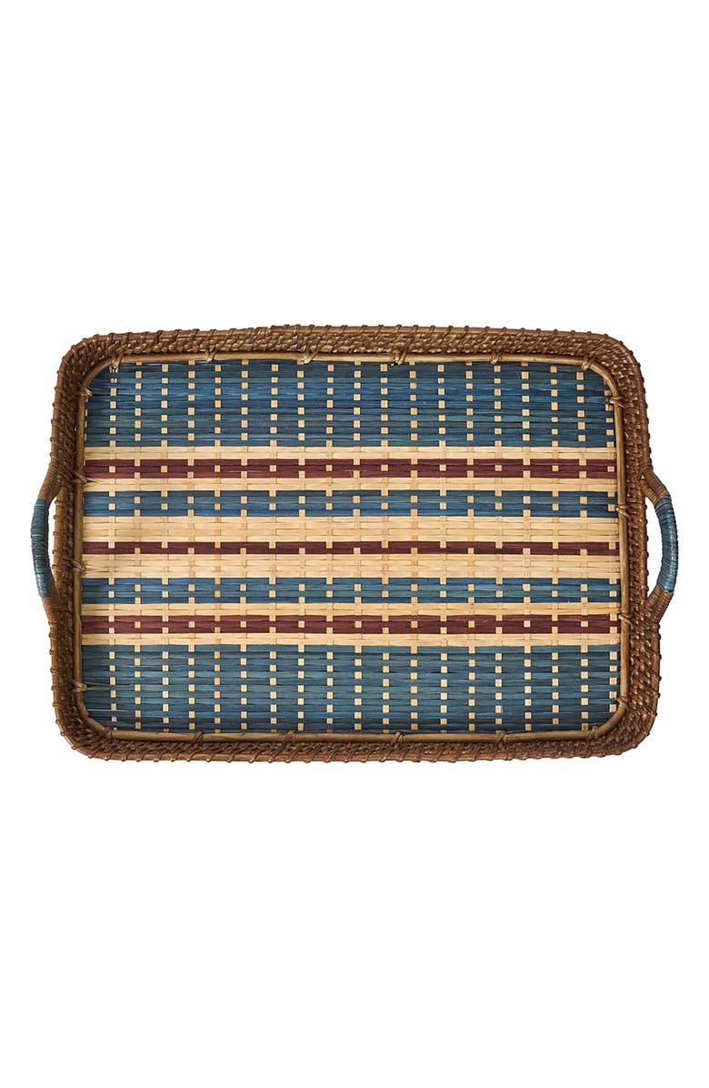 Juliska Danish Stripe Wicker Tray, Main, color, Navy