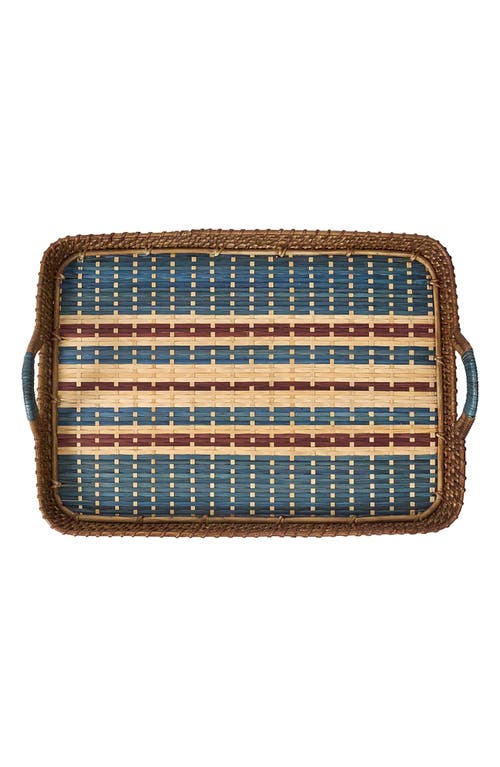 Juliska Danish Stripe Wicker Tray In Blue