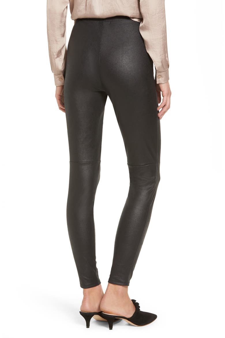 High Waist Faux Leather Leggings, Alternate, color, BLACK