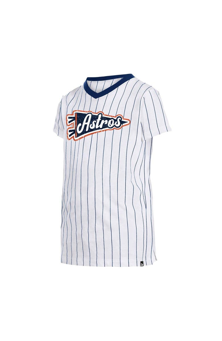 New Era Girls Youth New Era White Houston Astros Pinstripe V-Neck T-Shirt, Alternate, color, 