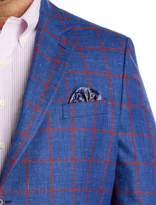 Tallia Big & Tall Windowpane Sport Coat In Blue