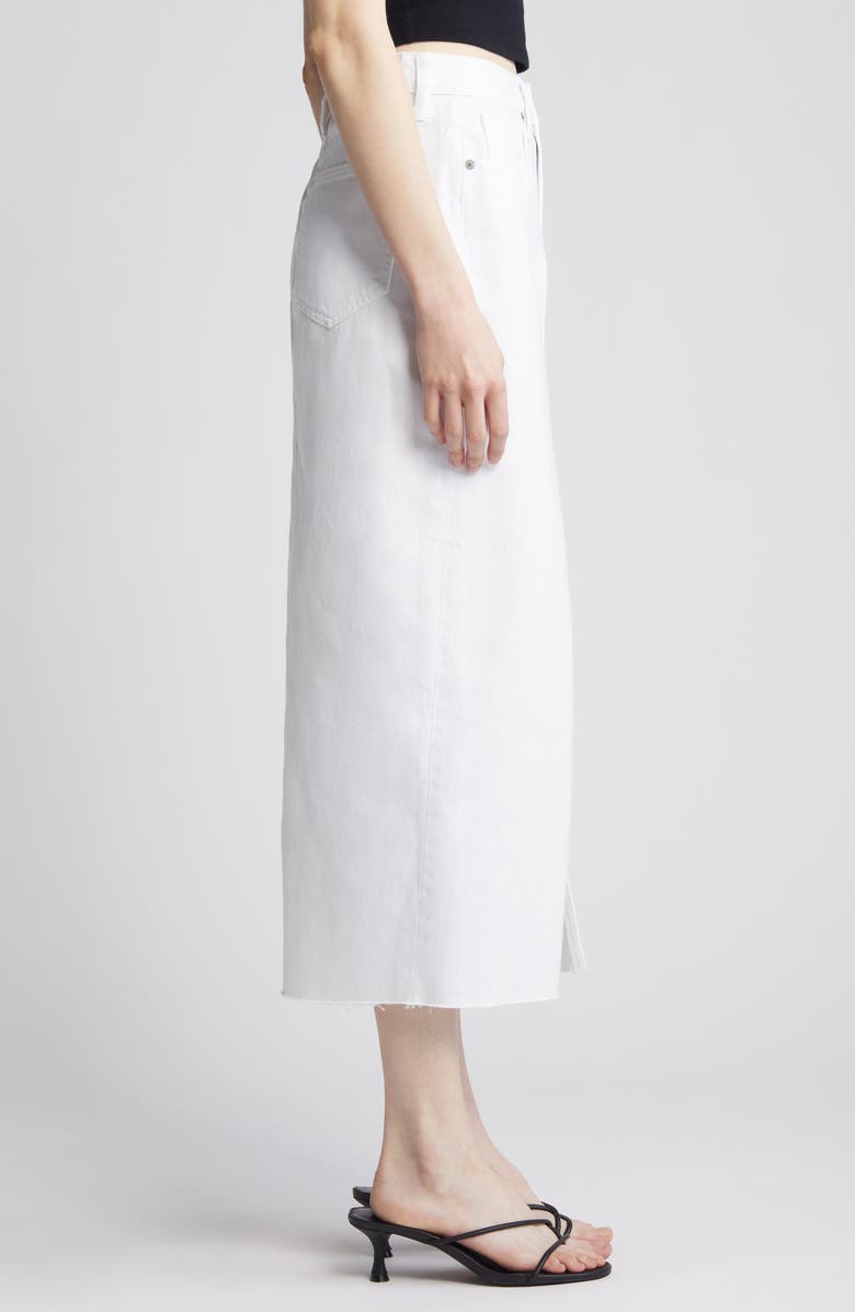 HIDDEN JEANS Front Slit Denim Midi Skirt, Alternate, color, White