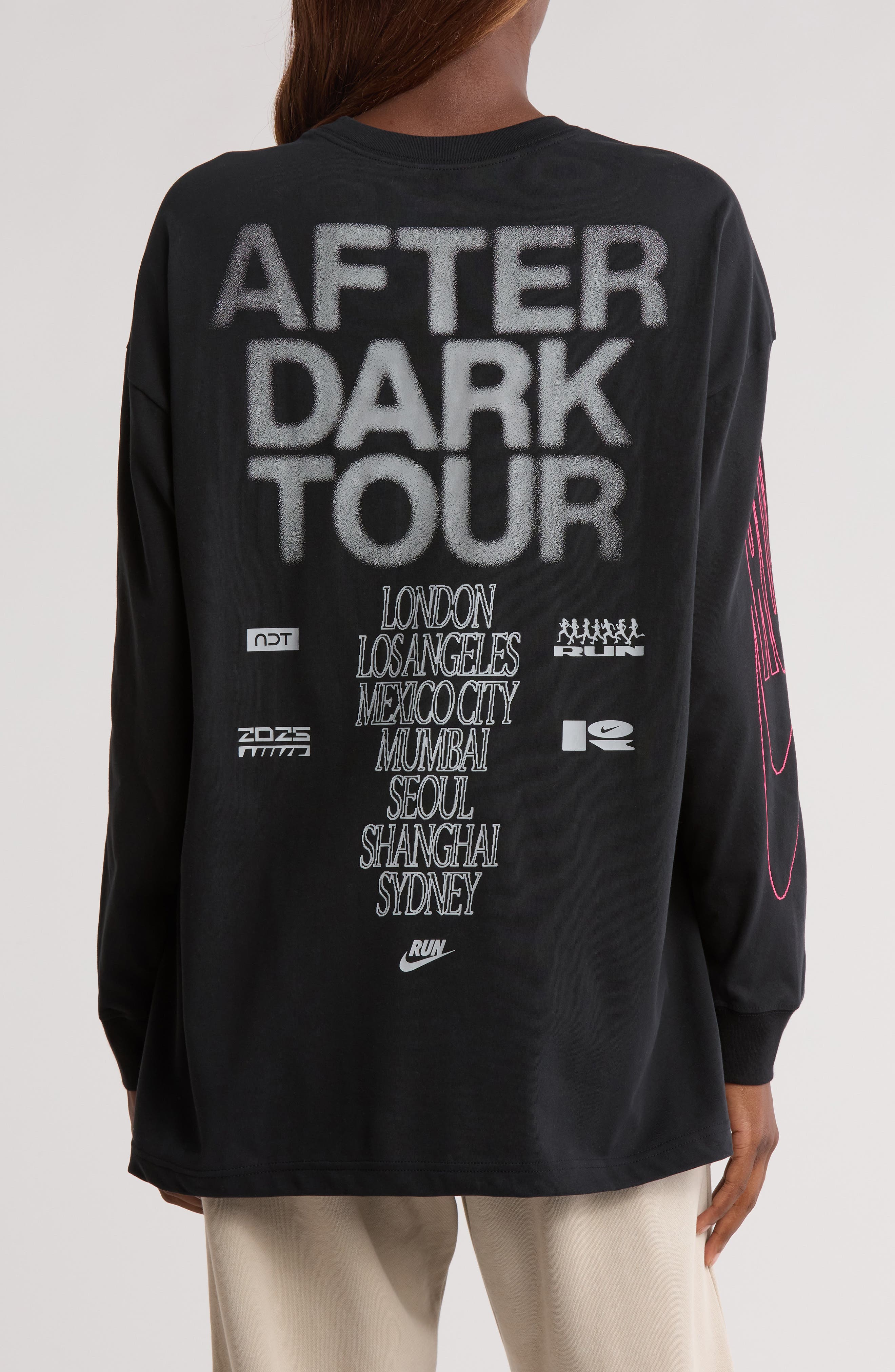 After Dark Tour Oversized Long-Sleeve Graphic T-Shirt (Women