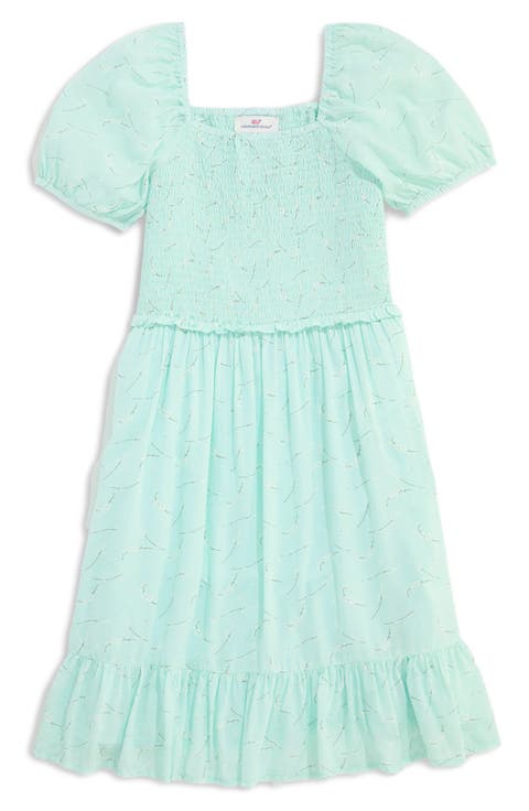 Kids' Smocked Bodice Puff Sleeve Cotton Blend Sundress (Toddler, Little Kid & Big Kid)