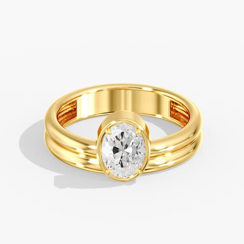 Oval Aura Solitaire Lab Diamond Ring in 14K