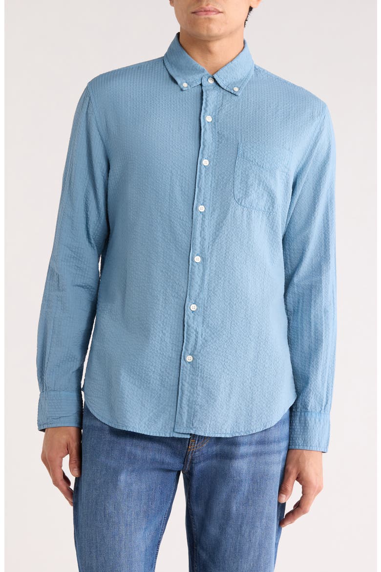 Everyday Button Down Cotton Shirt, Main, color, LIGHT BLUE SEERSUCKER