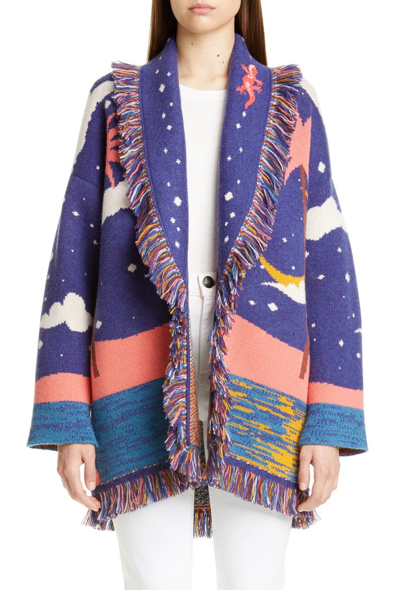 Ocean View Window Oversize Cashmere Cardigan, Main, color, OCEAN BLUE