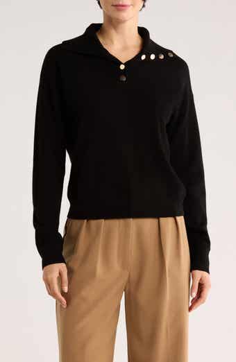 Bruno Magli Half Button Placket Wool & Cashmere Blend Sweater