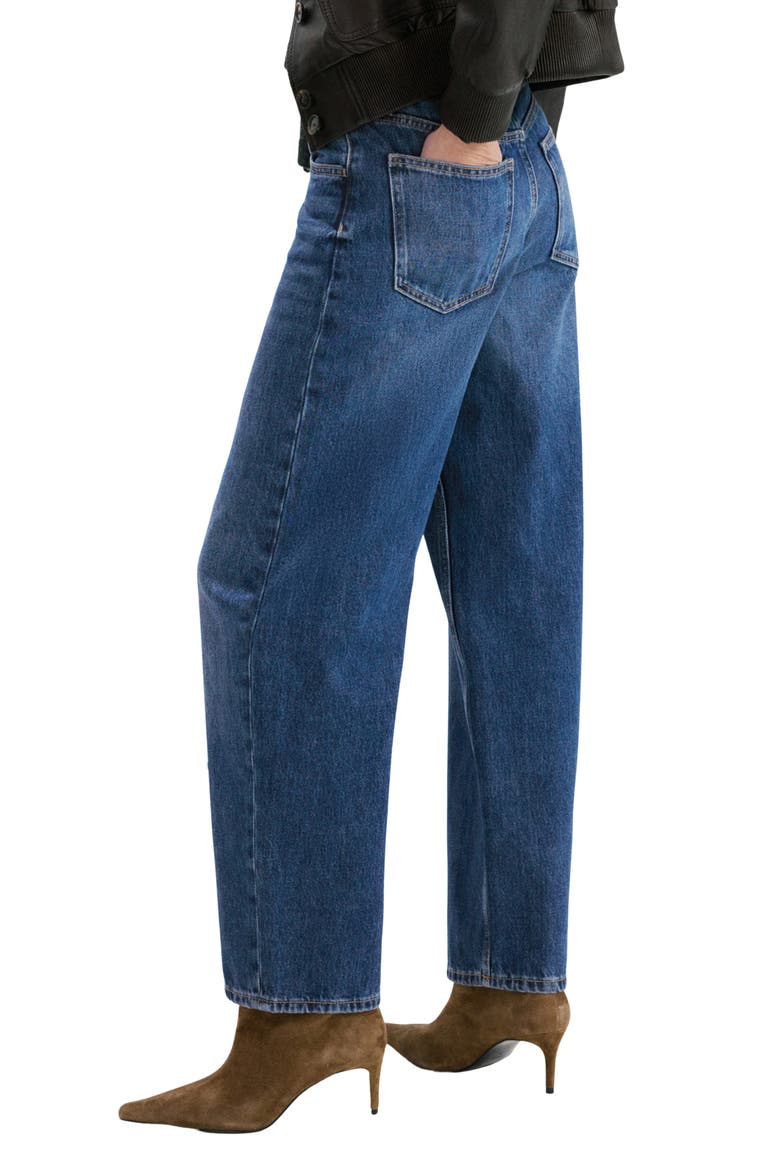 High Waist Barrel Jeans, Alternate, color, DARK BLUE