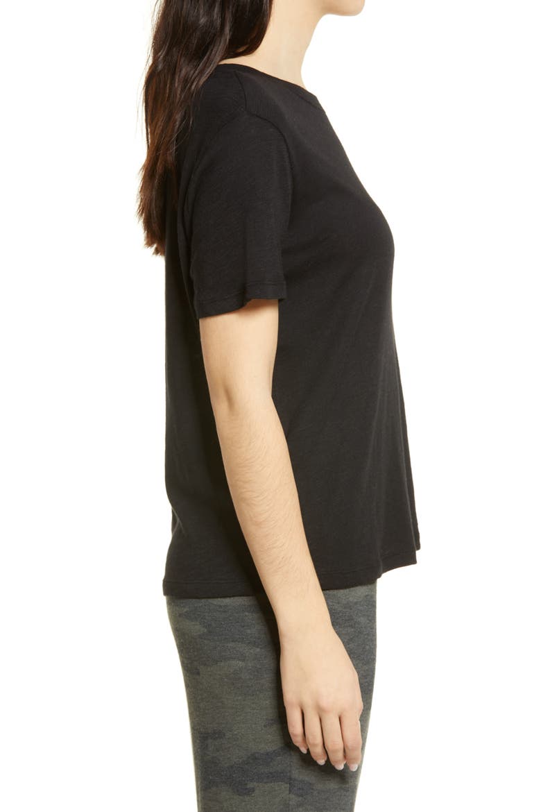 Zoe Slub Crewneck Tee, Alternate, color, BLACK