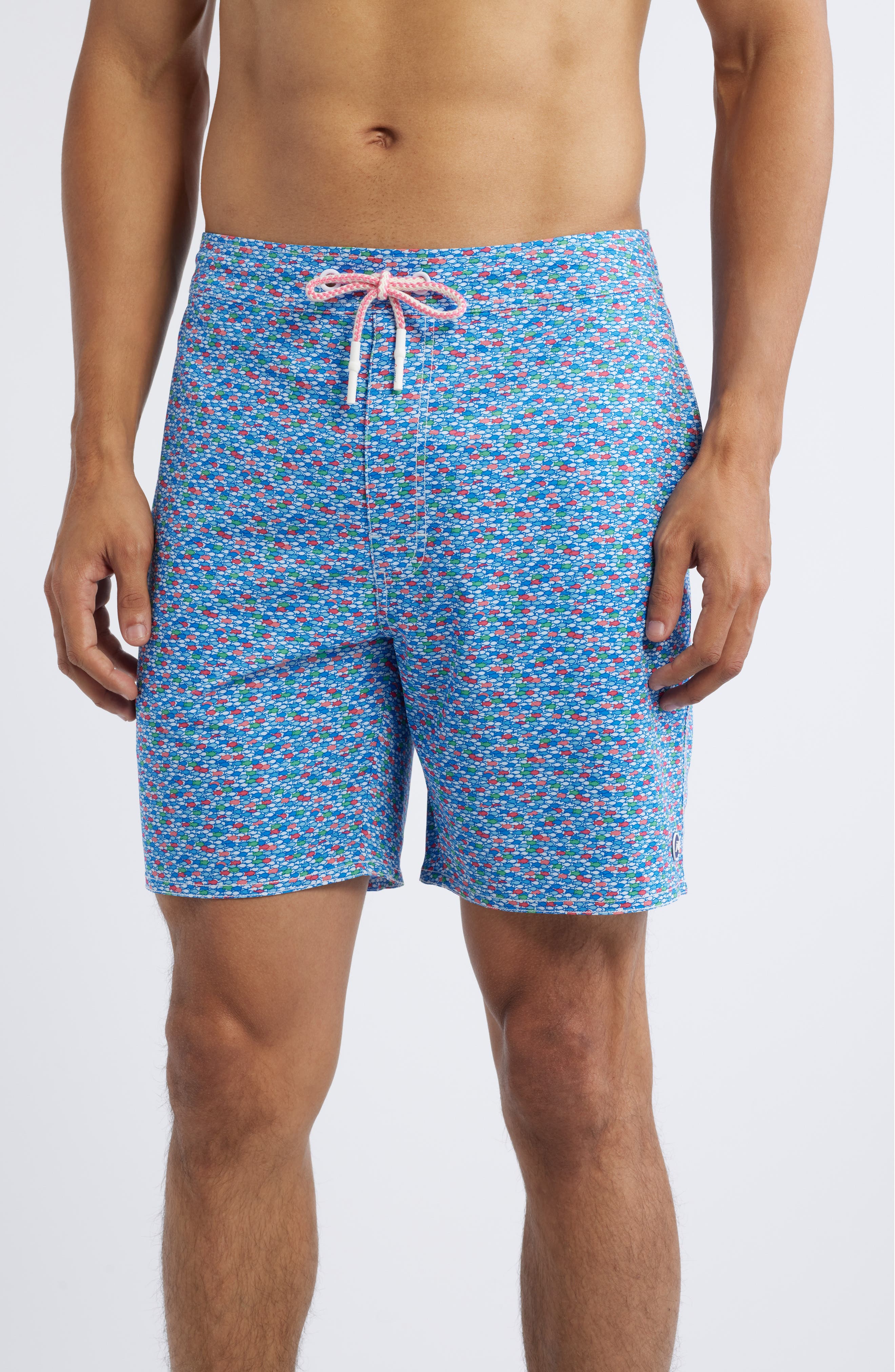 johnnie-O Red Fin Blue Fin Swim Trunks in Majorca 