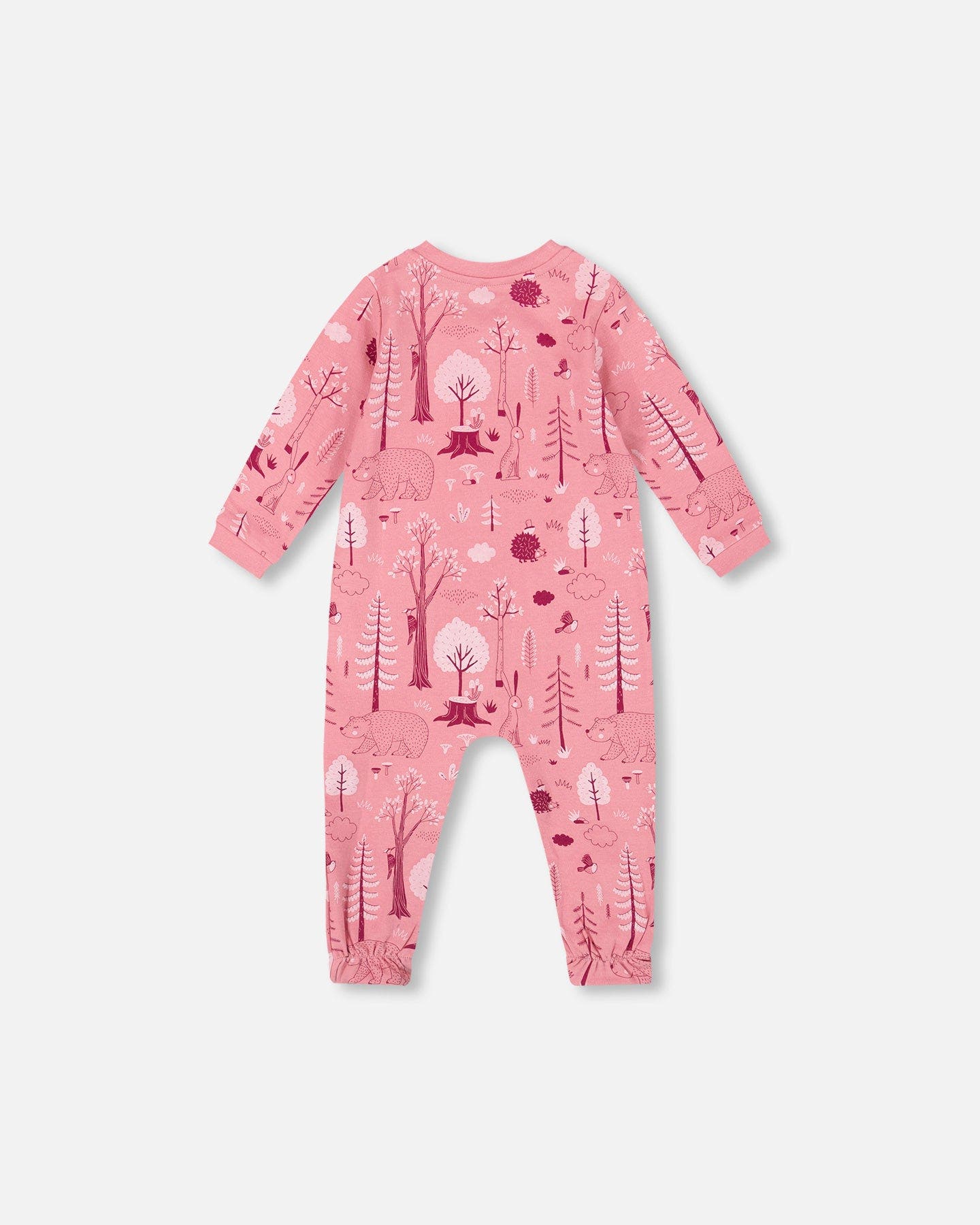 Deux par Deux One-Piece Organic Cotton Pajama in Pink Forest 