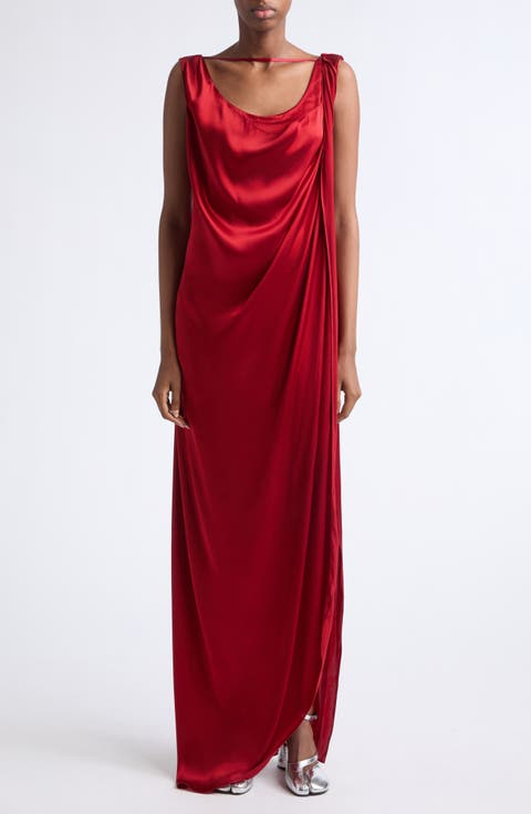 Draped Satin Gown