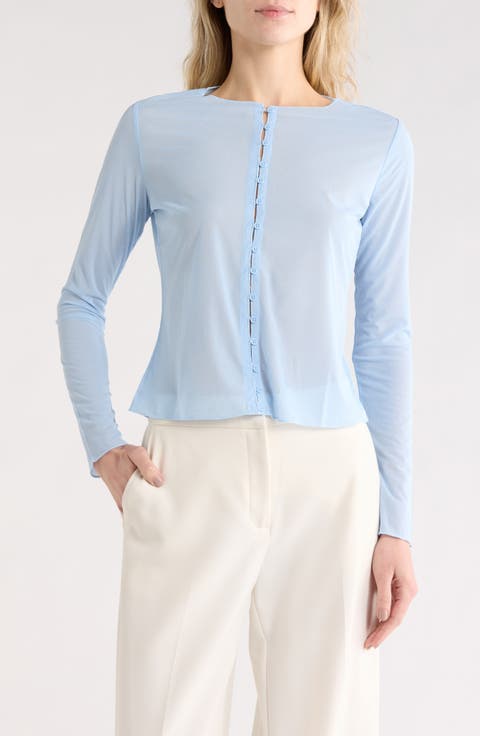 Crewneck Mesh Crop Cardigan