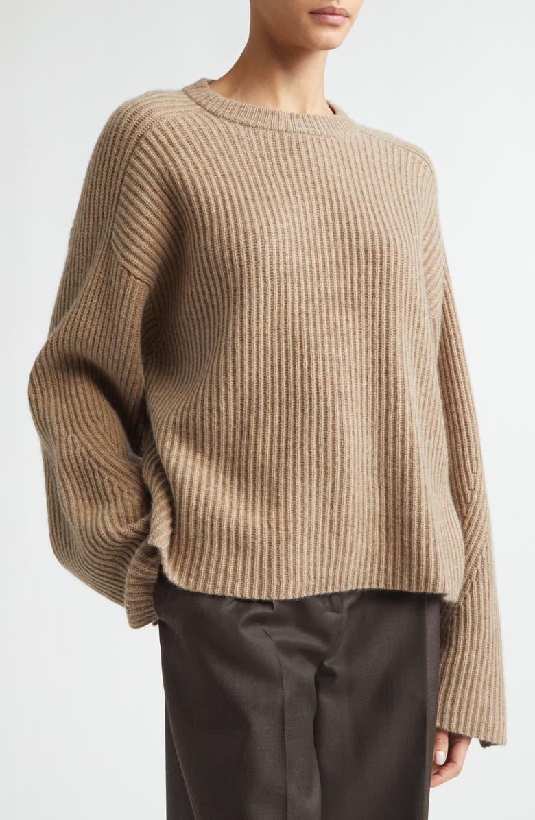 LOULOU DE SAISON Axel Cashmere Crewneck Sweater, Alternate, color, Taupe Melange