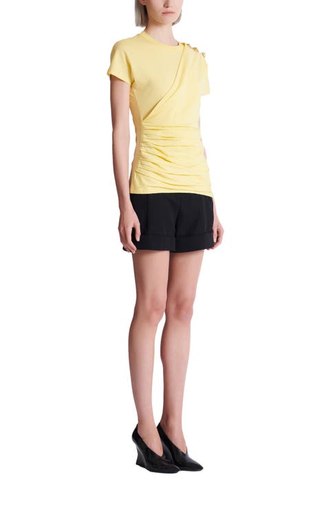 Draped T-shirt with buttons