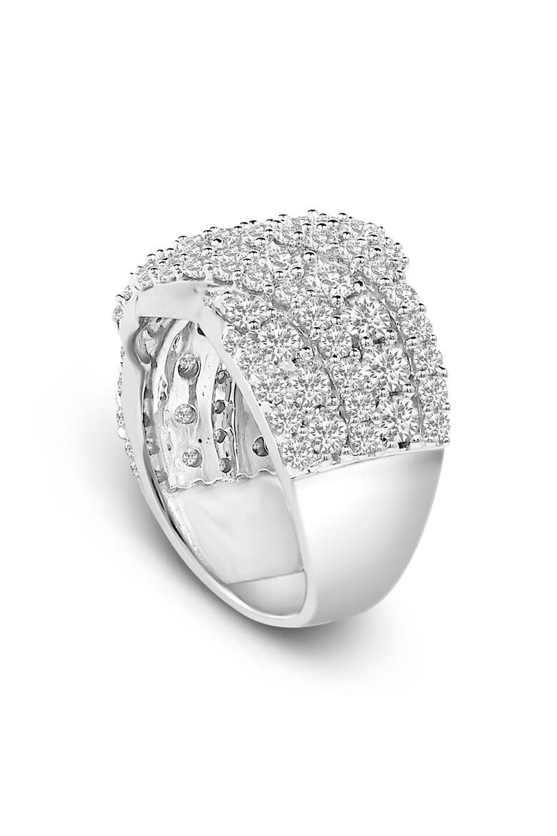 10K Gold 3.00 Ctw Diamond Multi Row Cluster Band Ring, Alternate, color, White Gold