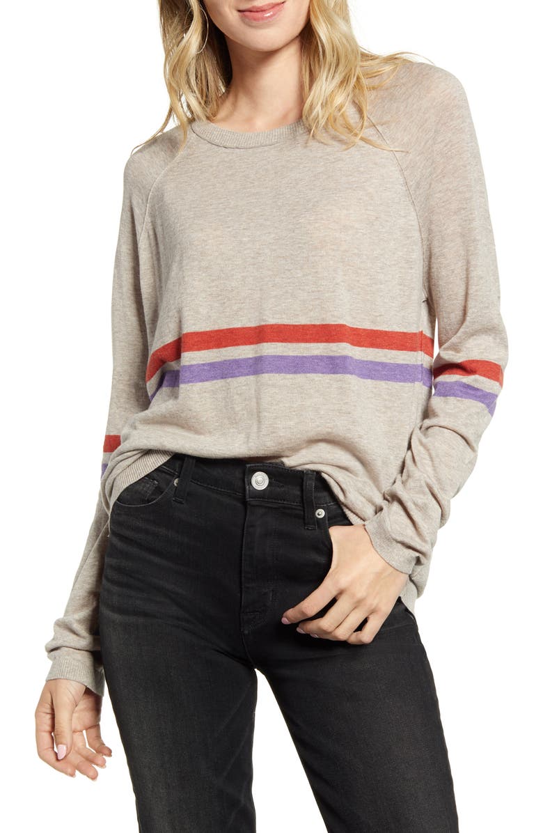 Velvet by Graham & Spencer Race Stripe Lux Cotton Sweater, Main, color, 