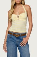 EDIKTED Lovina Textured Stripe Halter Top