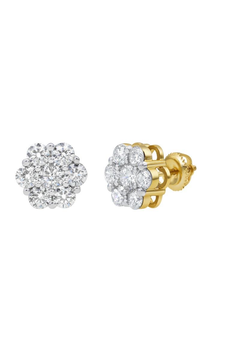 Swanky 14K Yellow Gold Diamond Cluster Earrings - 2.49ct., Main, color, 14K Yellow Gold