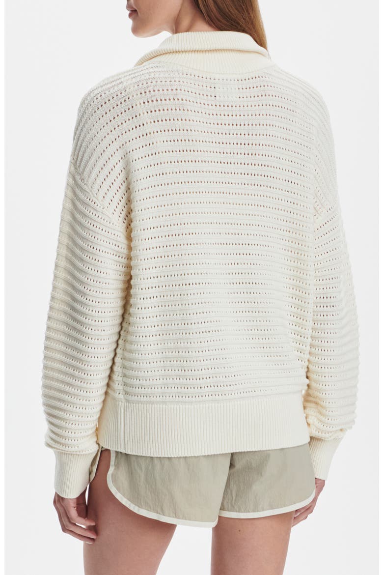 Tara Pointelle Half Zip Sweater, Alternate, color, EGRET