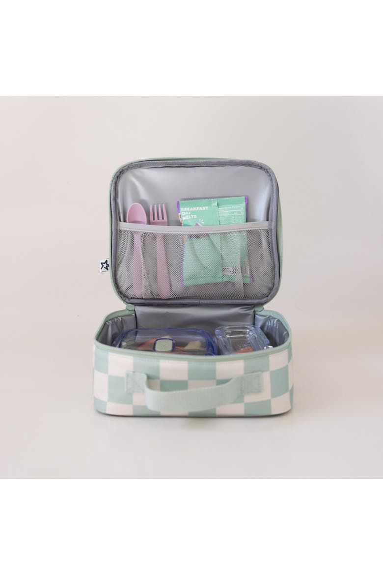 Insulated Lunch Box, Alternate, color, Sage Checkers