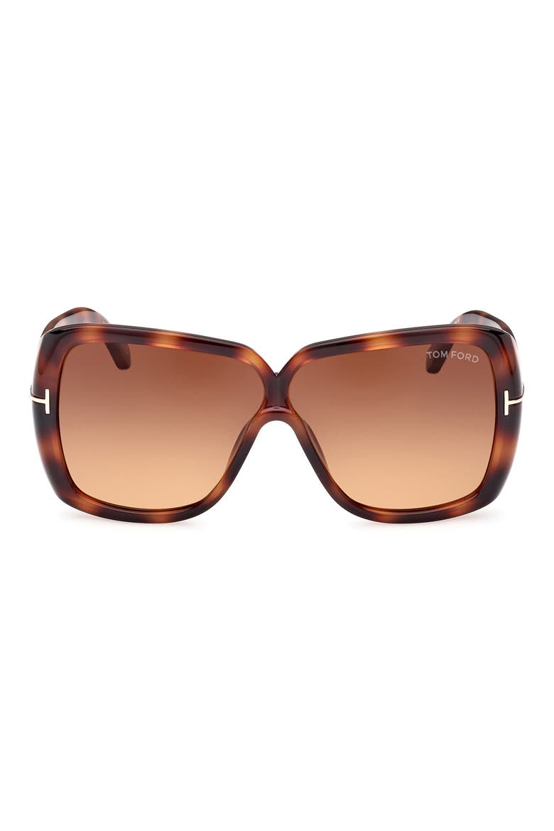 61mm Geometric Sunglasses, Main, color, DARK HAVANA / GRADIENT BROWN