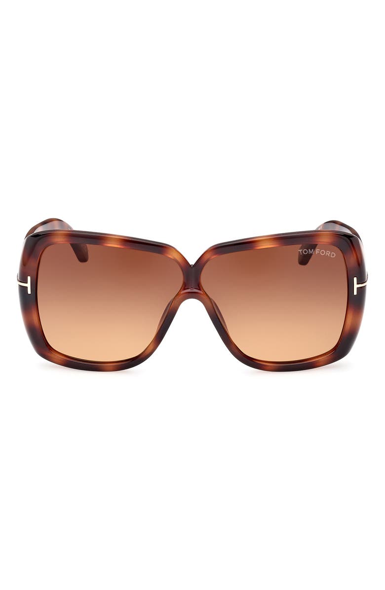TOM FORD 61mm Geometric Sunglasses, Main, color, Dark Havana / Gradient Brown