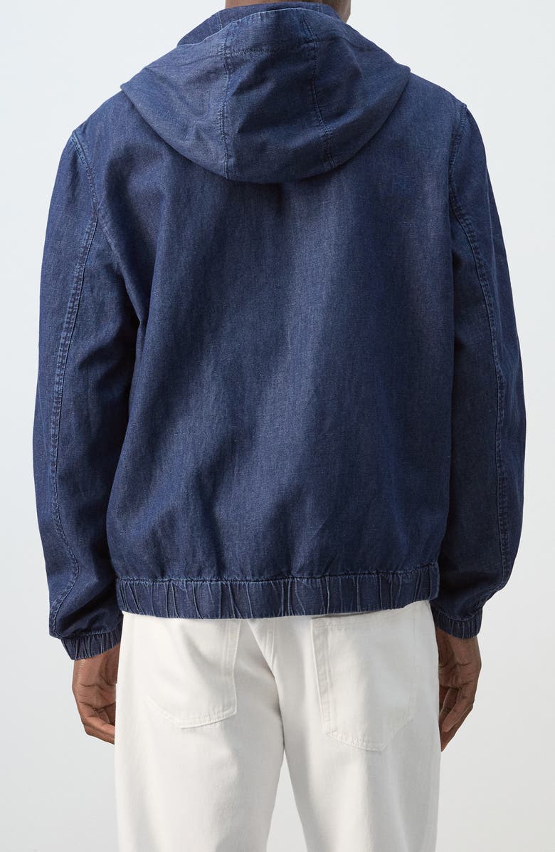 MANGO Hooded Denim Zip Jacket, Alternate, color, Ink Blue