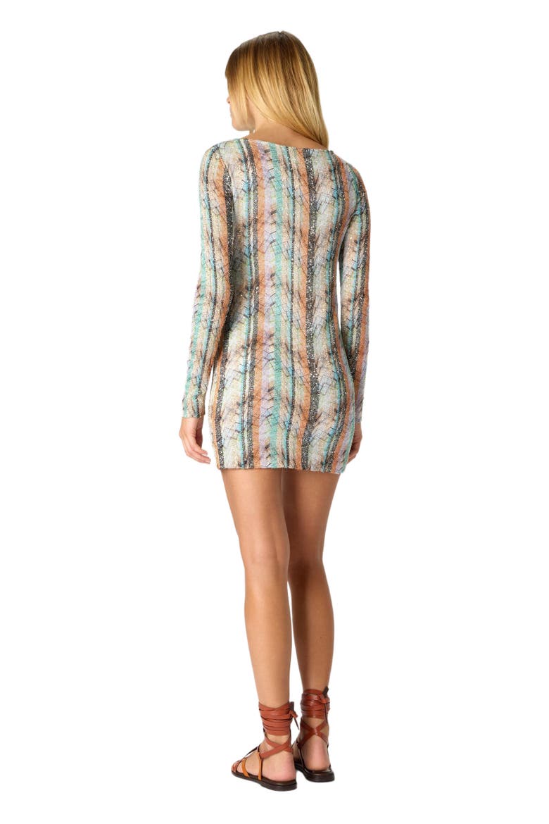 Mini Dress In Viscose Lamé Blend With Multi-technique Knit And Boat Neckline, Alternate, color, Multicoloured