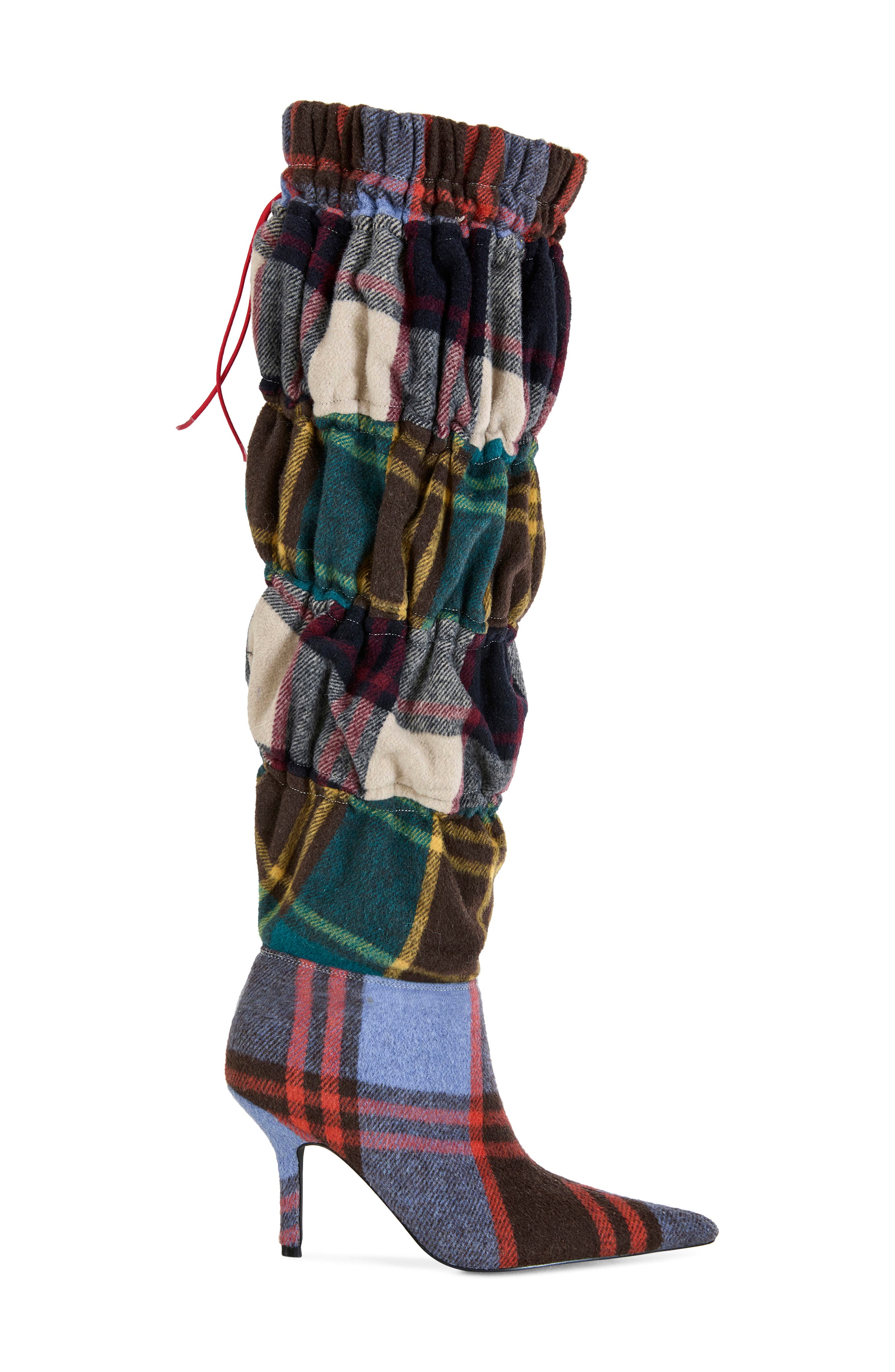 AZALEA WANG Elodie Plaid Multicolor Stiletto Boot, Alternate, color, Multi