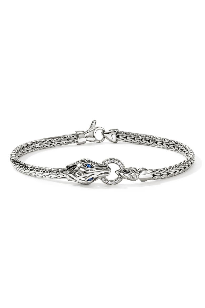 Naga Bracelet, Sterling Silver, Diamonds, Main, color, SILVER