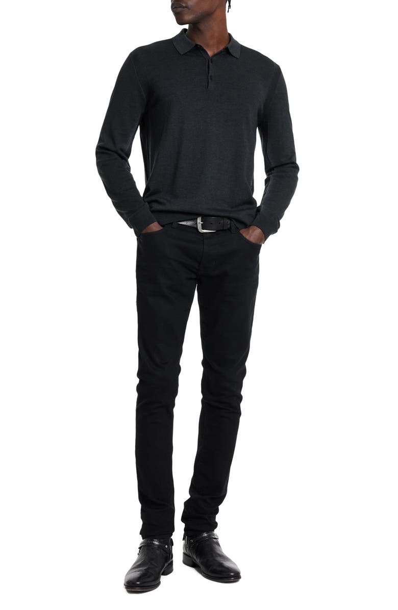 John Varvatos Gustave Long Sleeve Wool Blend Polo Sweater, Alternate, color,