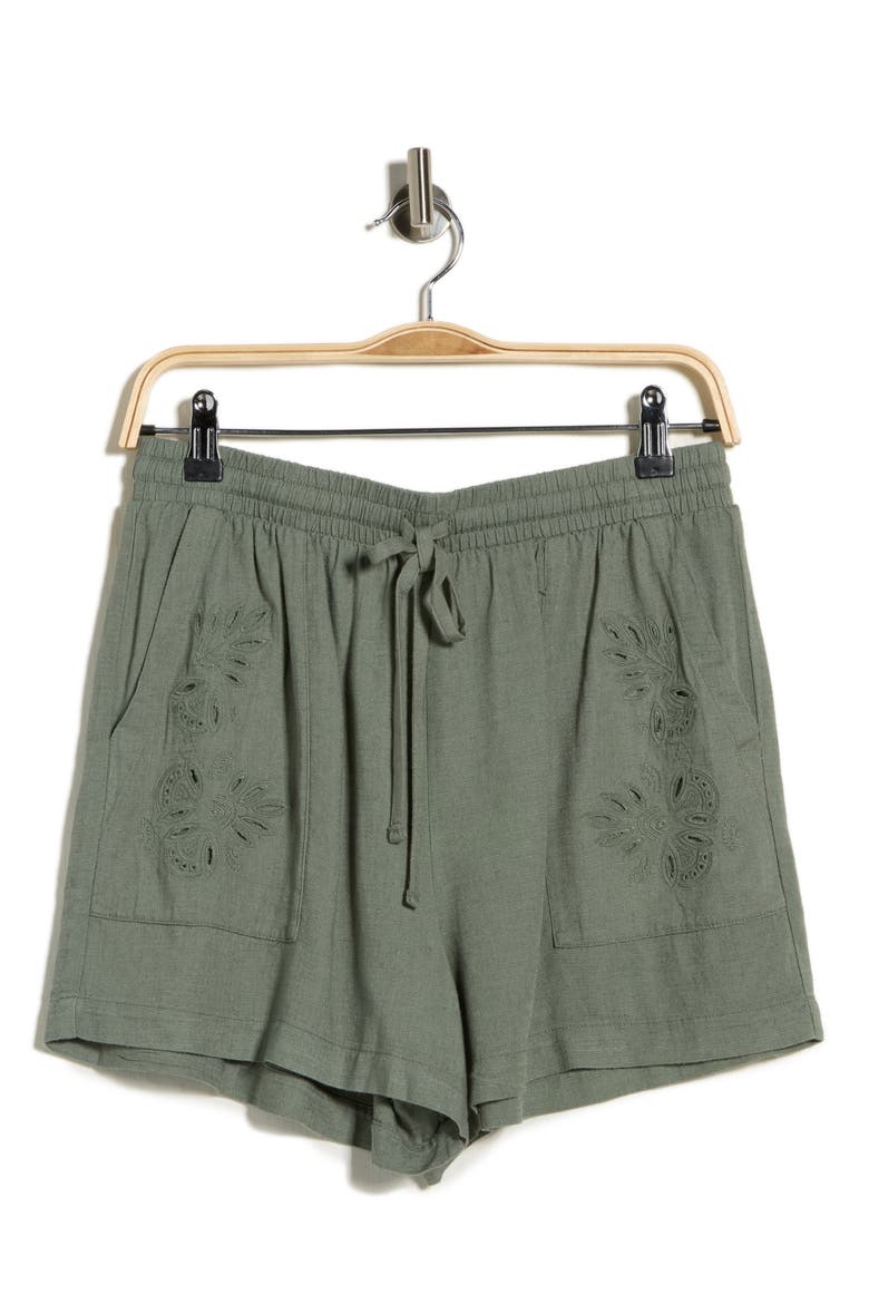 Cayden Embroidered Shorts, Alternate, color, LIGHT AGAVE GREEN