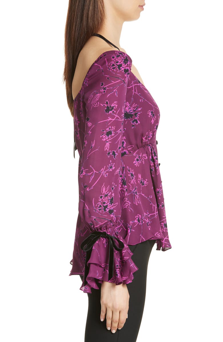 Cinq à Sept Mabel Floral Print Silk Top, Alternate, color, Raspberry Multi